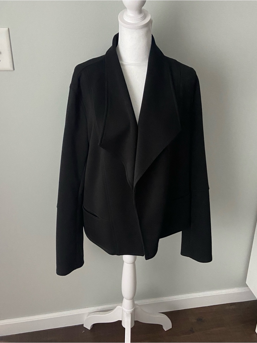 NWT Max Studio Black Draped Open Front Blazer Jacket Size L